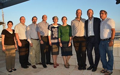 Jerusalem Mayor Nir Barkat with the Families of Eyal Yifrach, Naftali Fraenkel and Gil-ad Shaar announce memorial prize (Photo credit: courtesy)