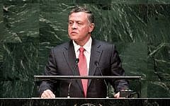 NEW YORK, NY - SEPTEMBER 24: King of Jordan Abdullah II Ibn Al Hussein speaks at the 69th United Nations General Assembly at United Nations Headquarters on September 24, 2014 in New York City.  (photo credit: Andrew Burton/Getty Images/AFP)