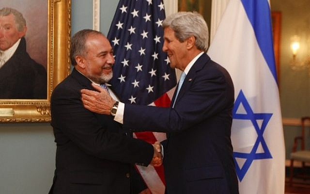 Avigdor Liberman, left, and John Kerry meeting in Washington on Wednesday, September 18, 2014. photo credit: Jordan Silverman/Foreign Ministry) Avigdor Liberman, left, and John Kerry meeting in Washington on Wednesday, September 18, 2014. photo credit: Jordan Silverman/Foreign Ministry)