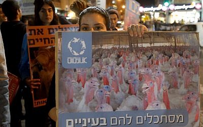 Israeli animal rights activists protest against
animal cruelty in Tel Aviv in this illustrative photo. (photo credit: Gili Yaari /Flash90