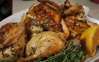 Marinating matters in making Shannon's Perfect Roast Chicken. (Shannon Sarna/JTA)