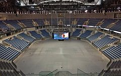 The 200-square-meter LED cube at the center of the Arena (photo credit: Sasson Tiram)