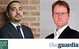 At a September 15, 2014 London debate, editor Mehdi Hasan, left, and journalist Jonathan Freedland highlighted high levels of anti-Semitism and Islamophobia in the UK and suggested there should be common cause in ending it. (courtesy)