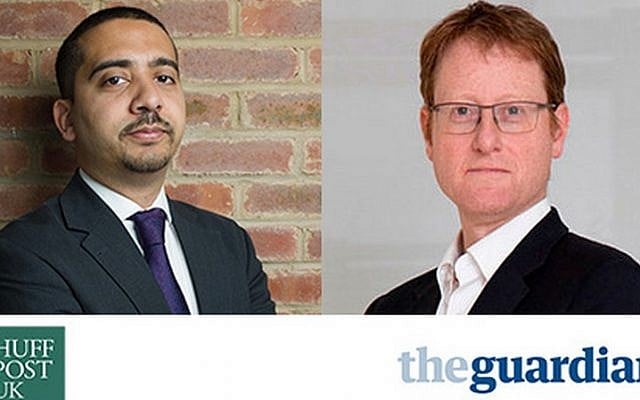 At a September 15, 2014 London debate, editor Mehdi Hasan, left, and journalist Jonathan Freedland highlighted high levels of anti-Semitism and Islamophobia in the UK and suggested there should be common cause in ending it. (courtesy) At a September 15, 2014 London debate, editor Mehdi Hasan, left, and journalist Jonathan Freedland highlighted high levels of anti-Semitism and Islamophobia in the UK and suggested there should be common cause in ending it. (courtesy)