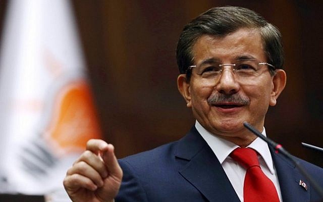 Turkey's Prime Minister Ahmet Davutoglu on October 14, 2014 (Adem Altan/AFP)
