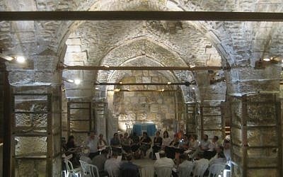 Part of a medieval inn, or khan, built in 1337 by the Mamluks, now beneath the Old City near the Temple Mount (photo credit: Ilan Ben Zion/Times of Israel staff)