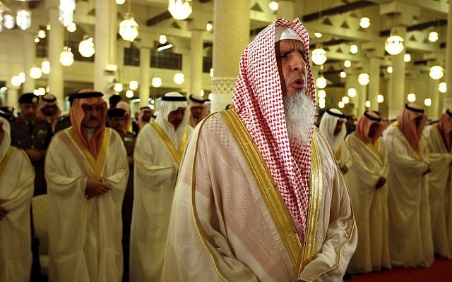 In this Sept. 9, 2010 file photo, Grand Mufti of Saudi Arabia, and head of the Council of Senior Religious Scholars, Sheik Abdul-Aziz Al-Sheik, prays at the Imam Turki bin Abdullah mosque during Eid al-Fitr morning prayers in Riyadh, Saudi Arabia photo credit: AP/Hassan Ammar) In this Sept. 9, 2010 file photo, Grand Mufti of Saudi Arabia, and head of the Council of Senior Religious Scholars, Sheik Abdul-Aziz Al-Sheik, prays at the Imam Turki bin Abdullah mosque in Riyadh, Saudi Arabia photo credit: AP/Hassan Ammar)