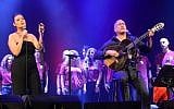 Mira Awad and David Broza at a Lod concert organized by the US Embassy in Israel, October 23, 2014. (photo credit: Matty Stern/US Embassy)