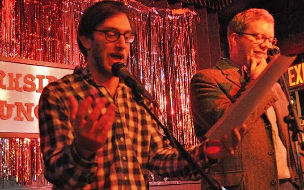 David Tuchman (left) and Jacob Hartz at a live taping of OMGWTFBible. (courtesy)