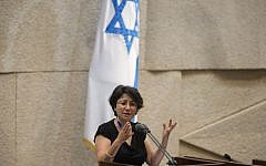 Knesset Member Hanin Zoabi (Balad) in the Knesset. (photo credit: Flash90)