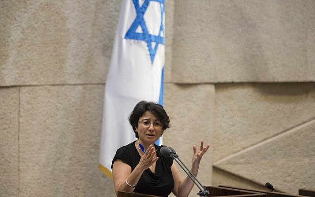 Knesset Member Hanin Zoabi (Balad) in the Knesset. (photo credit: Flash90)