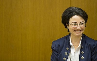 Arab-Israeli parliament member Hanin Zoabi seen during a special press conference of Arab MKs at the Knesset, the Israeli parliament in Jerusalem, October 2014. (photo credit: Yonatan Sindel/Flash90)