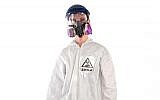 This product image released by Brands On Sale, Inc. shows a hazmat costume with a respirator.  (photo credit: AP Photo/Brands On Sale, Inc.)