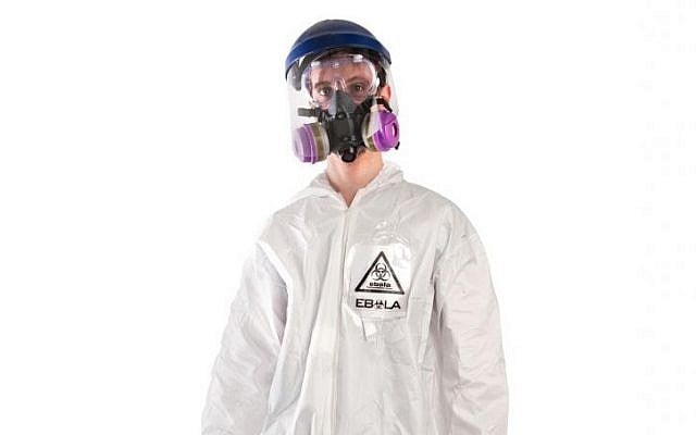 This product image released by Brands On Sale, Inc. shows a hazmat costume with a respirator. (photo credit: AP Photo/Brands On Sale, Inc.) This product image released by Brands On Sale, Inc. shows a hazmat costume with a respirator. (photo credit: AP Photo/Brands On Sale, Inc.)