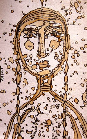 Self Portrait by Sara Erenthal. Coffee and Ink. (Credit: Cathryn J. Prince)