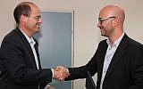 Chief Scientist of the Ministry of Economy of Israel, Avi Hasson, (L) and CEO Telefonica I&D Carlos Domingo (Photo credit: Courtesy)