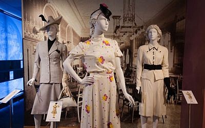 Designs by Hedy Strnad displayed at the Jewish Museum Milwaukee exhibit. (Courtesy Jewish Museum Milwaukee/JTA)