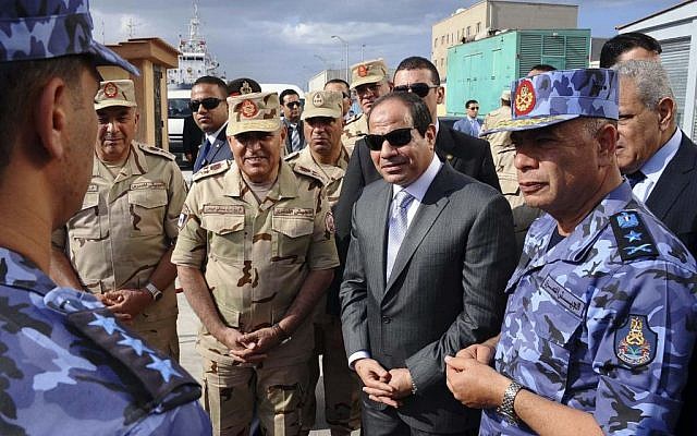 In this photo provided by Egypt's state news agency MENA, Egyptian President Abdel-Fattah el-Sissi attends Naval exercises in Alexandria, Egypt, Tuesday, Oct. 21, 2014. (photo credit: AP Photo/MENA, Fady Fars) In this photo provided by Egypt's state news agency MENA, Egyptian President Abdel-Fattah el-Sissi attends Naval exercises in Alexandria, Egypt, Tuesday, Oct. 21, 2014. (photo credit: AP Photo/MENA, Fady Fars)