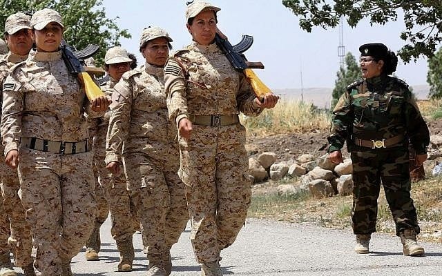 Illustrative: In this Thursday, July 3, 2014 file photo, an elite unit of women Kurdish Peshmerga fighters trains in Sulaimaniyah, 160 miles (260 kilometers) northeast of Baghdad, Iraq. (Photo credit: AP)