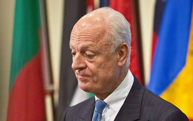 UN Syria envoy Staffan de Mistura listens during a press conference after his meeting with the UN Security Council, Thursday, Oct. 30, 2014 at UN headquarters. (AP Photo/Bebeto Matthews) UN Syria envoy Staffan de Mistura listens during a press conference after his meeting with the UN Security Council, Thursday, Oct. 30, 2014 at UN headquarters. (AP Photo/Bebeto Matthews)