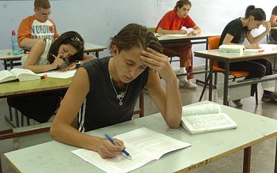 Illustrative: A student takes a test in a school in Jerusalem (Flash90)
