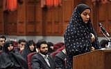 Reyhaneh Jabbari in court (Photo credit: Youtube screen capture)