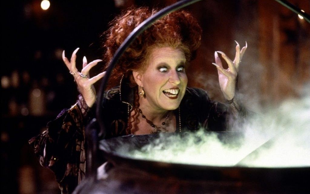 Bette Midler in the 1993 film 'Hocus Pocus,' a comedic twist on the Salem witch trials of 1692 (photo courtesy: Walt Disney Pictures)