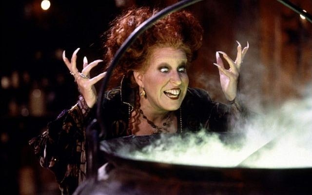 Bette Midler in the 1993 film 'Hocus Pocus,' a comedic twist on the Salem witch trials of 1692 (photo courtesy: Walt Disney Pictures)
