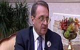 A screen capture of Russian deputy foreign minister Mikhail Bogdanov. (YouTube screen capture)
