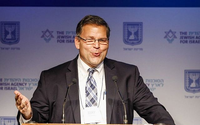 Jerry Silverman, CEO of the Jewish Federations of North America, speaking at the umbrella group's General Assembly in Jerusalem, Nov. 7, 2013. (Flash90/via JTA)
