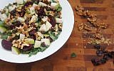 Chopped Kale Salad with Apple and Roasted Beets is satisfying and sweet in the sukkah. (Shannon Sarna/JTA)
