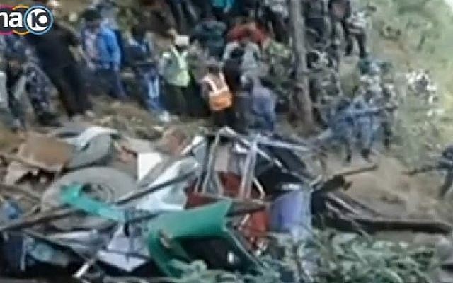 Screenshot from a Channel 10 report on the fatal Nepalese bus accident on October 24, 2014, that claimed the lives of 14 people, including 2 Israeli women. Screenshot from a Channel 10 report on the fatal Nepalese bus accident on October 24, 2014, that claimed the lives of 14 people, including 2 Israeli women.