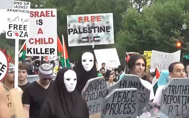Illustrative photo of pro-Palestinian protesters in the US (photo credit: YouTube screen grab, Hamas On Campus) Illustrative photo of pro-Palestinian protesters in the US (photo credit: YouTube screen grab, Hamas On Campus)