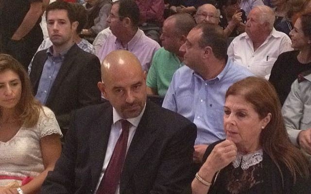 Jordanian Ambassador to Israel Walid Obeidat, center, at an event marking 20 years of Israeli-Jordanian peace, in Tel Aviv, on October 26, 2014. To his left is Dalia Rabin-Pelossof, daughter of the late prime minister Yitzhak Rabin (photo credit: Raphael Ahren/Times of Israel) Jordanian Ambassador to Israel Walid Obeidat, center, at an event marking 20 years of Israeli-Jordanian peace, in Tel Aviv, on October 26, 2014. To his left is Dalia Rabin-Pelossof, daughter of the late prime minister Yitzhak Rabin (photo credit: Raphael Ahren/Times of Israel)