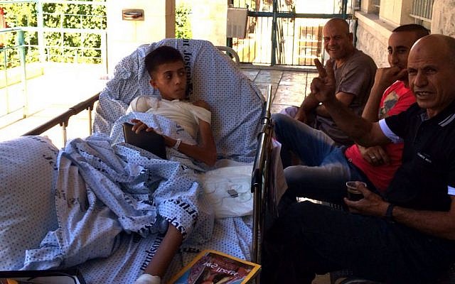 Child amputee from Gaza and family members treated at Augusta Victoria Hospital in East Jerusalem. (Courtesy of Adam Kawalek)