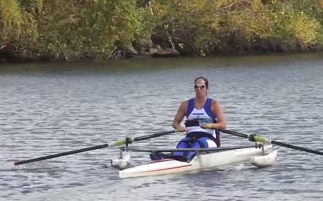 Para-athlete Moran Samuel training at Boston’s Head of the Charles Regatta. (screen capture: YouTube) Para-athlete Moran Samuel training at Boston’s Head of the Charles Regatta. (screen capture: YouTube)