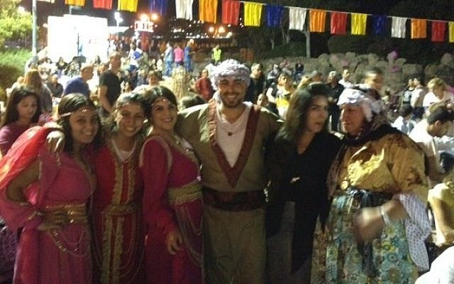 A dance troupe made up of Syrian Kurdish Jews, at Saharana celebrations in 2014 (photo credit: Times of Israel/Lazar Berman)