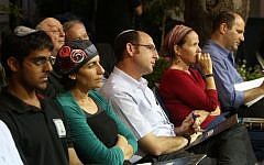 Families of the three kidnapped and murdered teens, Gilad Shaar, Naftali Fraenkel, and Eyal Yifrach, attend the annual Bible Study Club hosted by Prime Minister Benjamin Netanyahu and Education Minister Shai Piron, at the Prime Minister's Jerusalem residence on October 5, 2014.  (photo credit: Marc Israel Sellem/POOL)