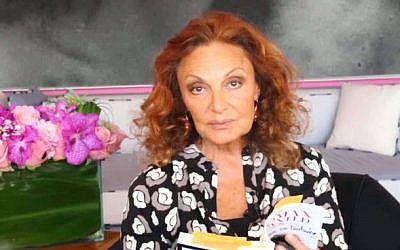 Diane Von Furstenberg, reading from her new book (YouTube screen grab)
