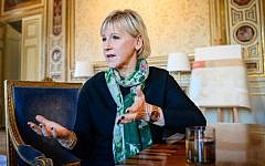 Margot Wallstrom, Sweden's minister of foreign affairs, in her office in Stockholm, October 31, 2014 (AFP/Jonathan Nackstrand)