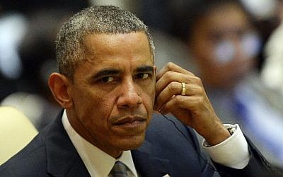 US President Barack Obama, November 13, 2014 (photo credit: AFP/Christophe Archambault)