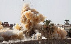 Illustrative photo of a military operation by Egyptian security forced near the border with southern Gaza Strip on November 2, 2014. (AFP/Said Khatib)