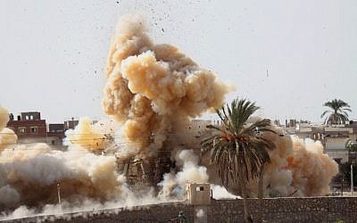 Illustrative photo of a military operation by Egyptian security forced near the border with southern Gaza Strip on November 2, 2014. (AFP/Said Khatib)