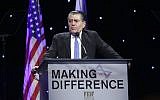 Haim Saban speaks at the Friends Of The Israel Defense Forces 2014 Western Region Gala at The Beverly Hilton Hotel on November 6, 2014 in Beverly Hills, California. (Tiffany Rose/WireImage)