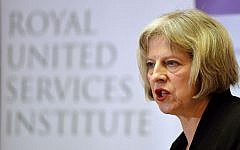 Britain's Home Secretary Theresa May speaks during the counter-terrorism awareness week conference at the Royal United Services Institute in London Monday Nov. 24, 2014 (AP/John Stillwell/PA)