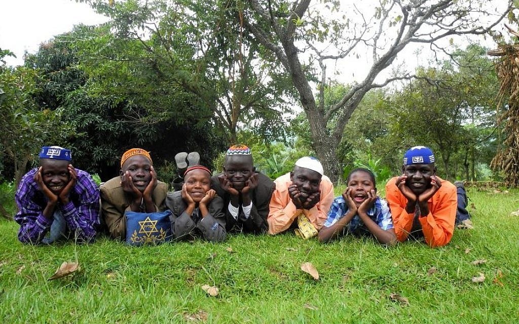 Seven boys from the Abayudaya Jewish community celebrate their bar mitzvah, October 18, 2014. (Melanie Lidman/Times of Israel)