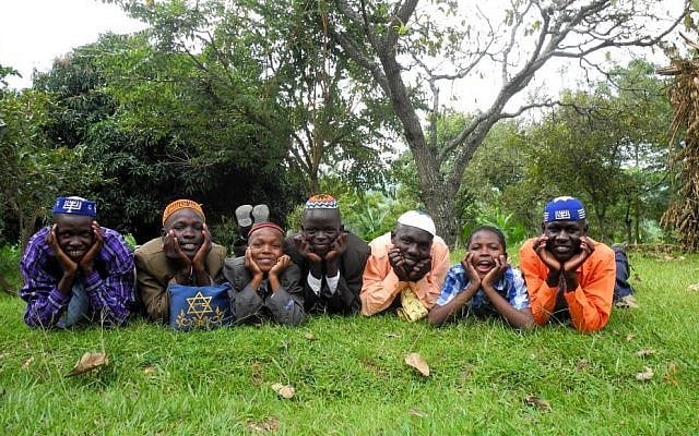 Seven boys from the Abayudaya Jewish community celebrate their bar mitzvah, October 18, 2014. (Melanie Lidman/Times of Israel)