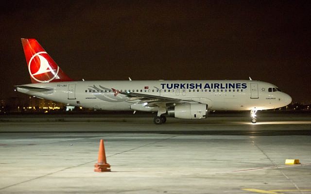 Illustrative photo of Turkish Airlines planes on a runway (Moshe Shai/Flash90)