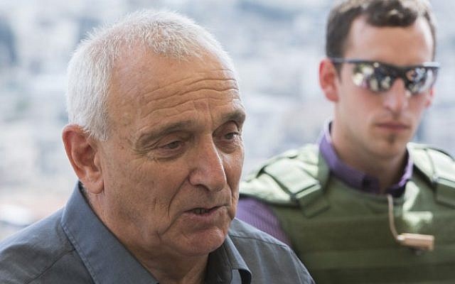 Public Security Minister Yitzhak Aharonovich on a tour of the City of David near the East Jerusalem Arab neighborhood of Silwan on October 28, 2014. (Photo credit: Yonatan Sindel/Flash90) 