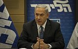Prime Minister Benjamin Netanyahu address the Likud faction meeting on November 17, 2014 (photo credit: Hadas Parush/Flash90)